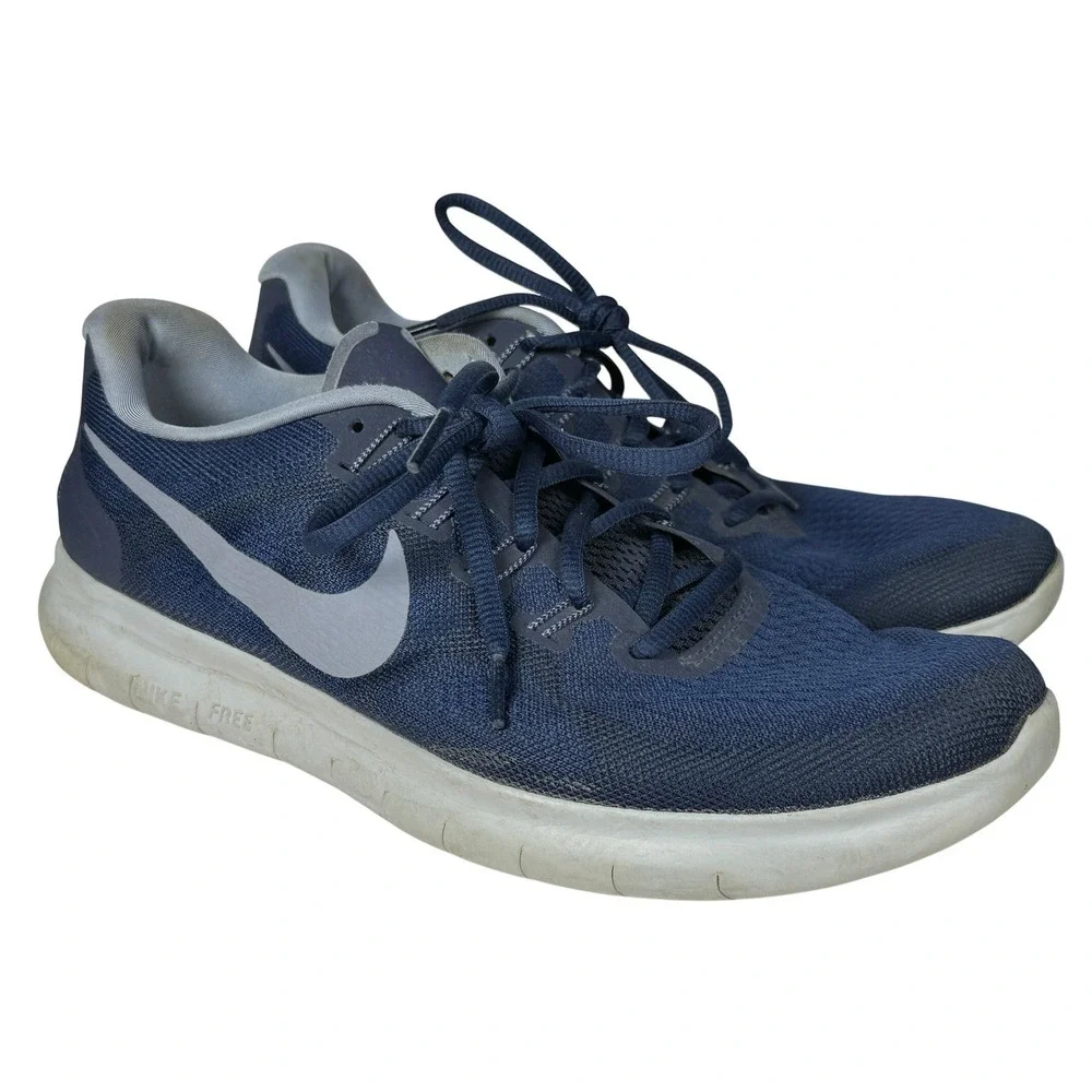 Nike Free RN 2017 Running Shoes Womens 11 Navy Blue Mesh Lightweight 880840-404